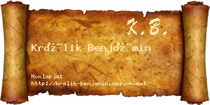 Králik Benjámin névjegykártya