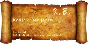 Králik Benjámin névjegykártya